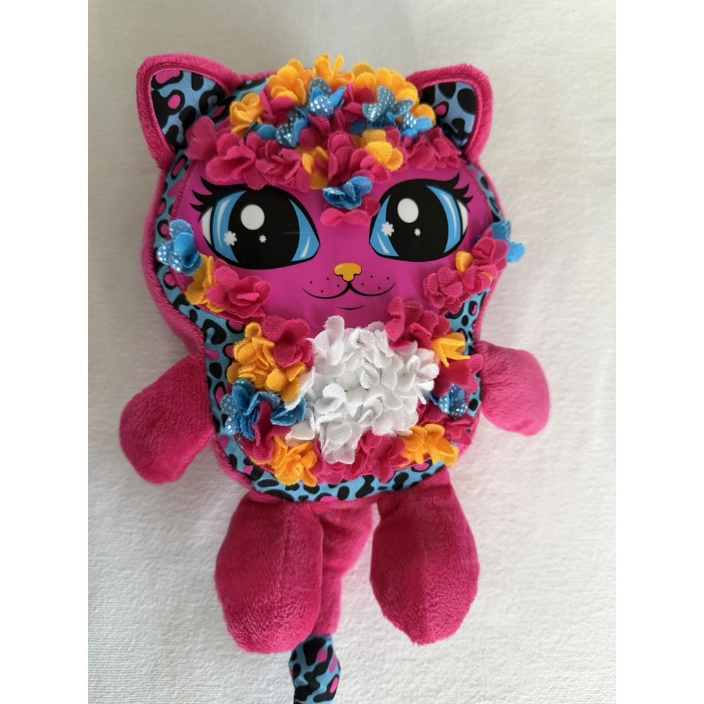 Plusheez Niko Cat Plush 3D Fabric DIY Craft Pillow - Pink & Blue Leopard - Orb